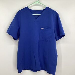Mens FIGS 3 Pocket‎ Scrub Top large Blue